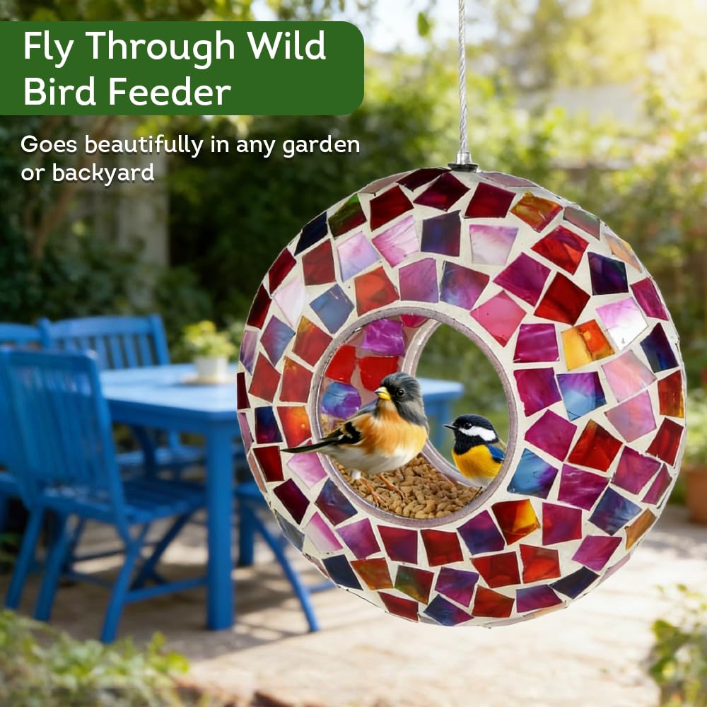 Lily's Home feeder with a bird entering the fly-through opening for easy feeding