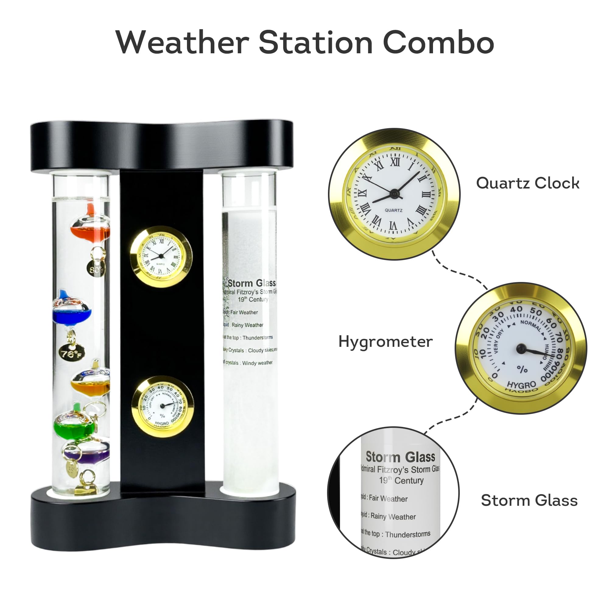 Lily's Home precision quartz clock and analog hygrometer face for time and humidity