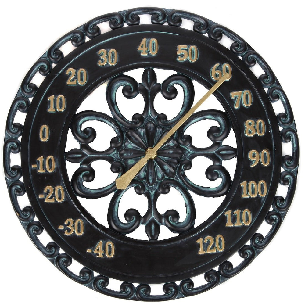 Lily's Home front view of hanging thermometer showing vintage style and easy reading