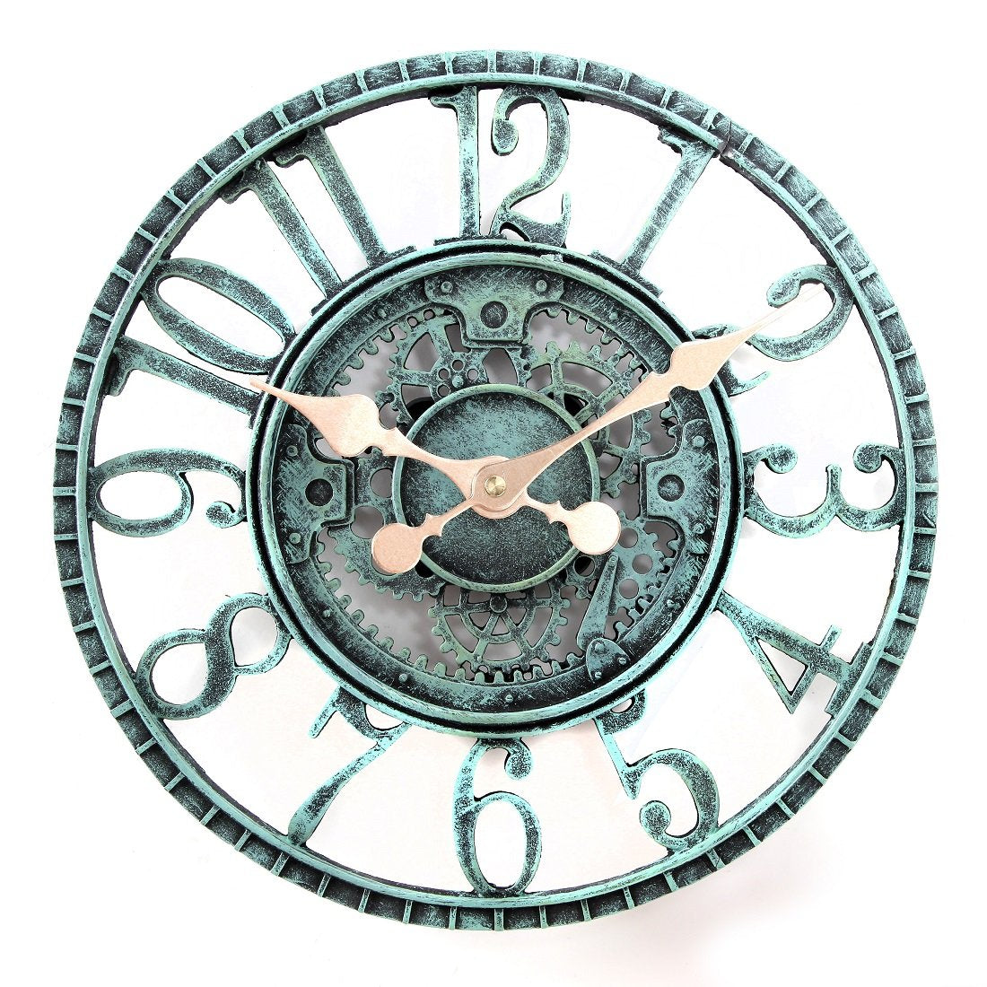 Lily's Home front view showing pewter gears and clear time display, eye-catching decor