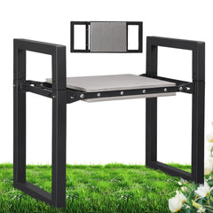 Lilyvane front view folded garden bench showing compact storage benefit