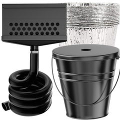 LimeCare front-mounted funnel attached to Blackstone griddle keeping grease contained