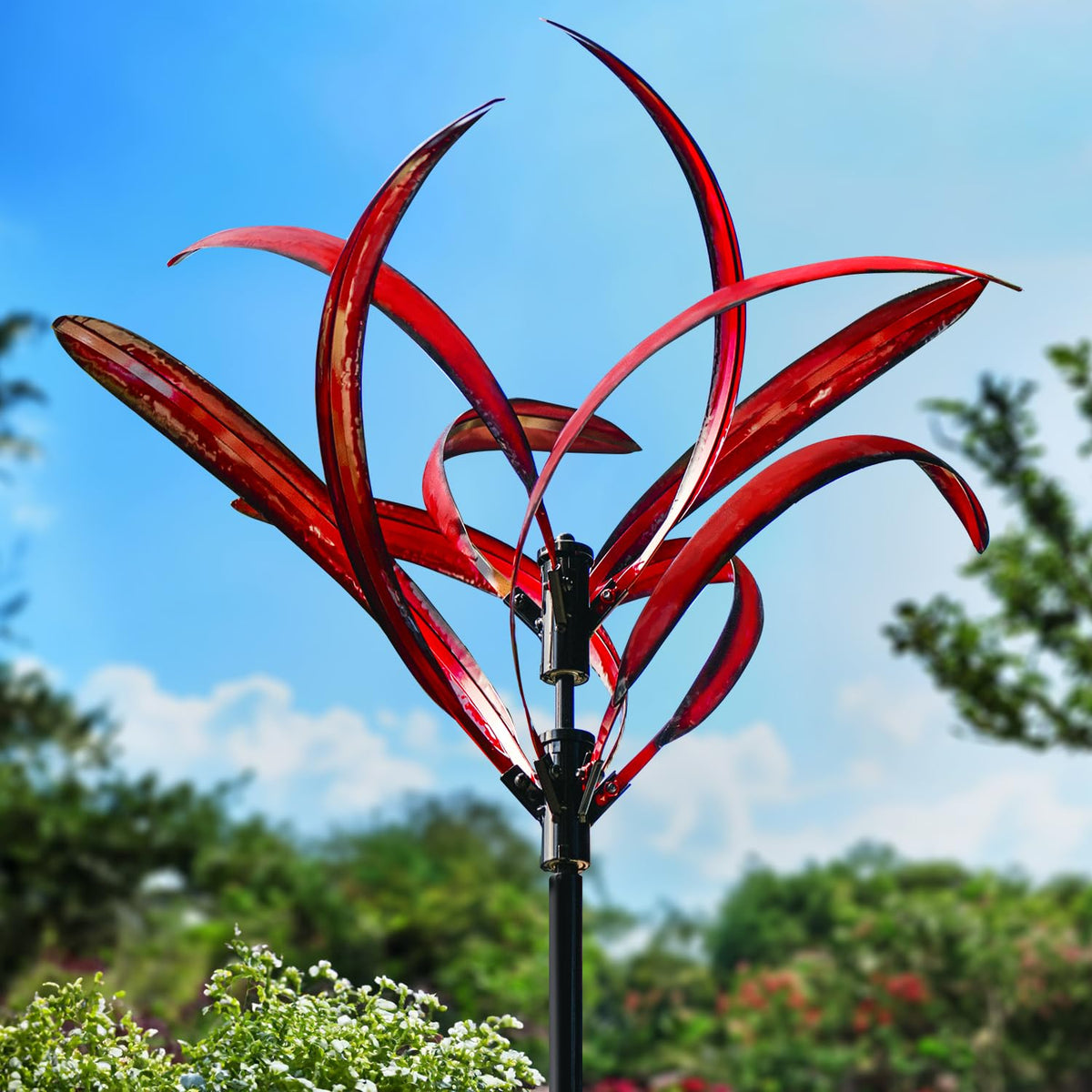 LimeHill front view of crimson magnolia spinner showing vibrant petals and motion benefit