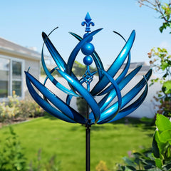 LimeHill front view of large wind spinner showing full motion and curb appeal