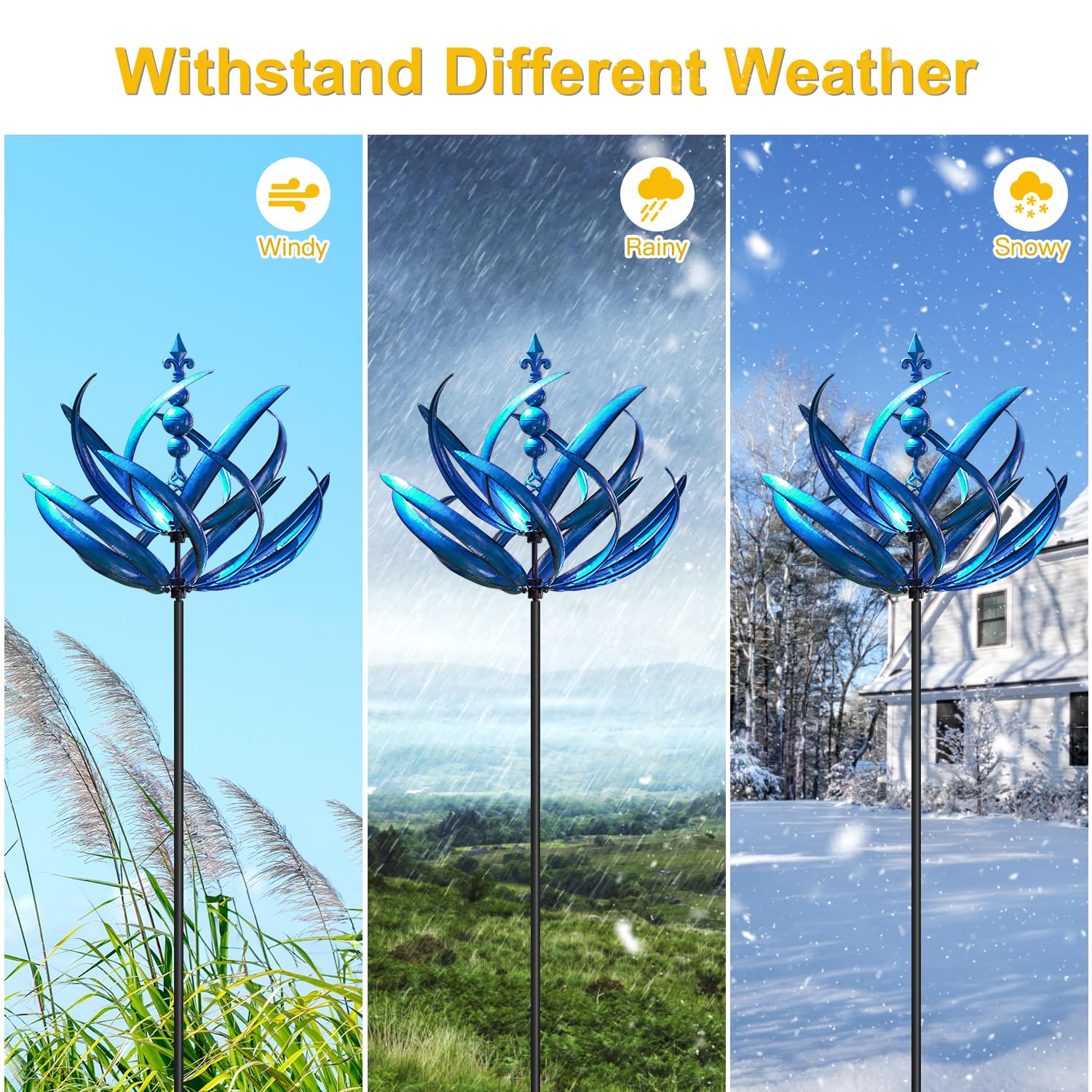 LimeHill wind spinner in garden setting showing movement and landscape enhancement