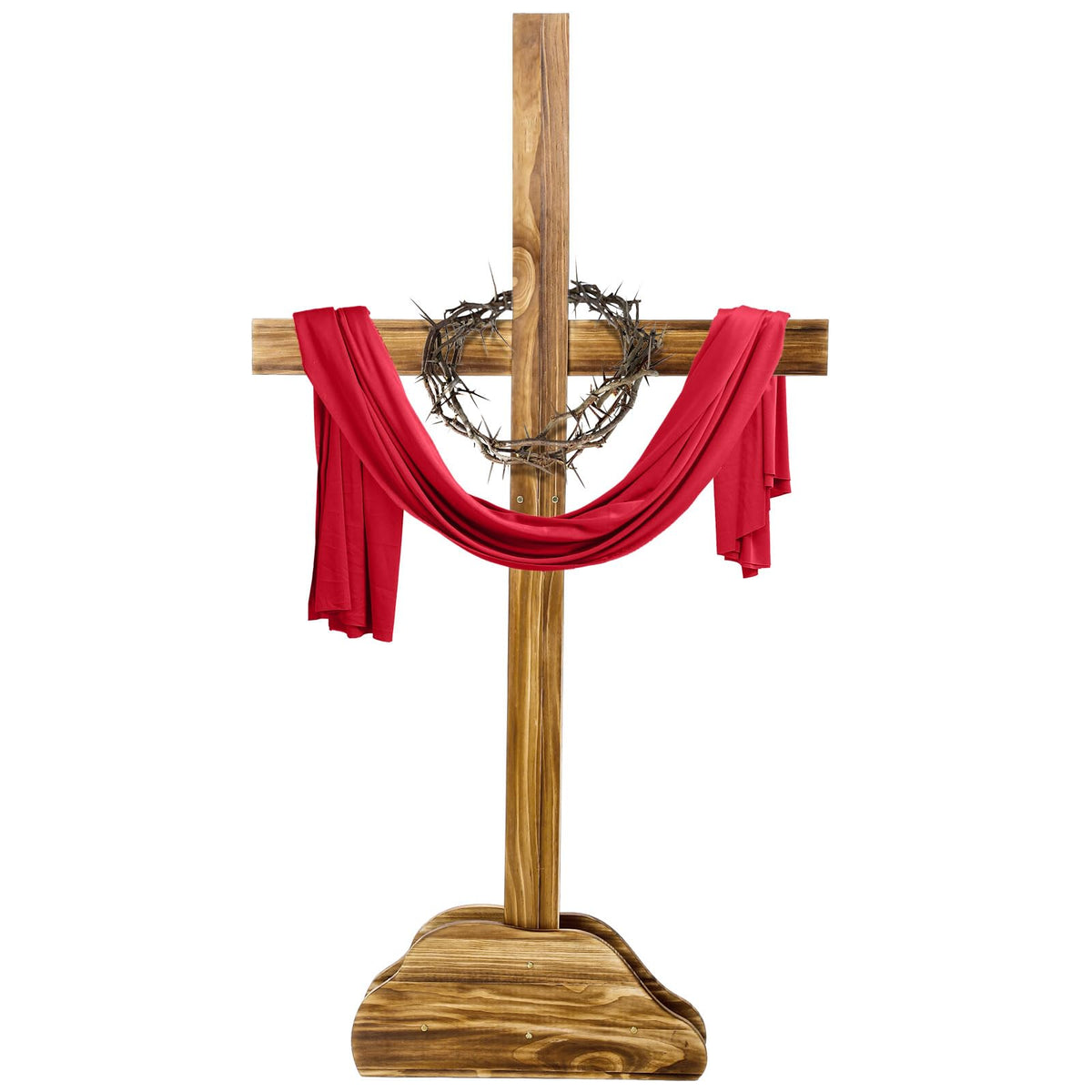 Lineshading front view of full 59-inch standing cross showing rustic presence and focal impact