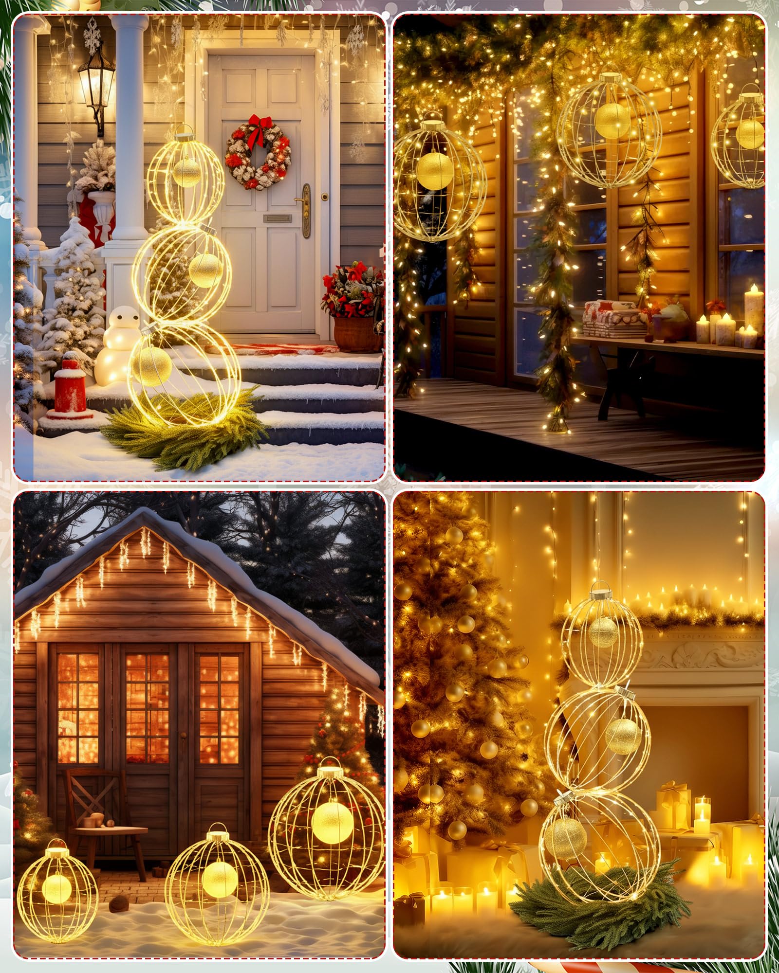 Lineshading stacked spheres in garden creating layered glowing centerpiece