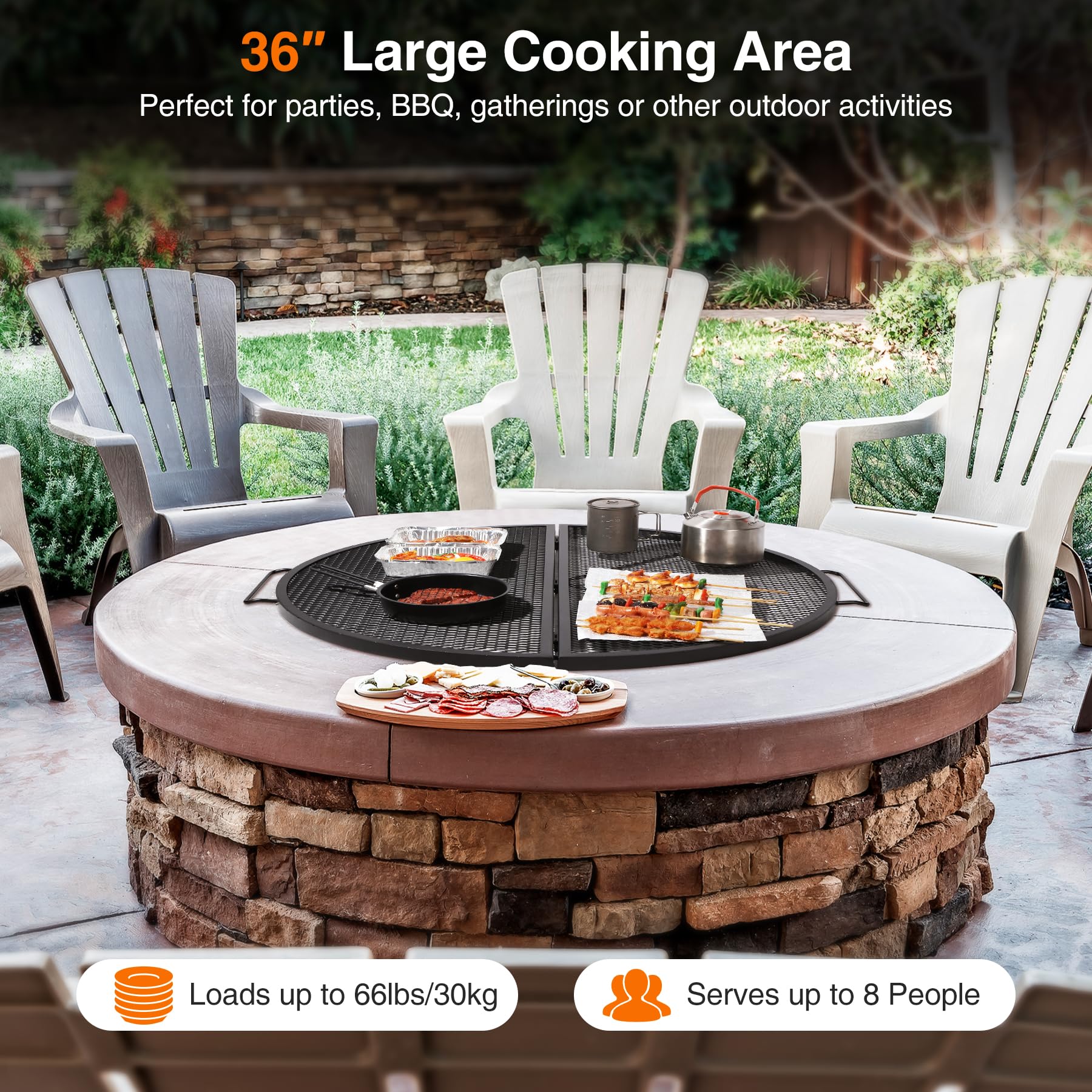 Lineslife grate in use searing steaks over open flames for flavor benefit