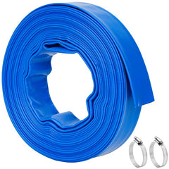 LINEX front view of 1.5in x 50ft blue backwash hose showing length benefit
