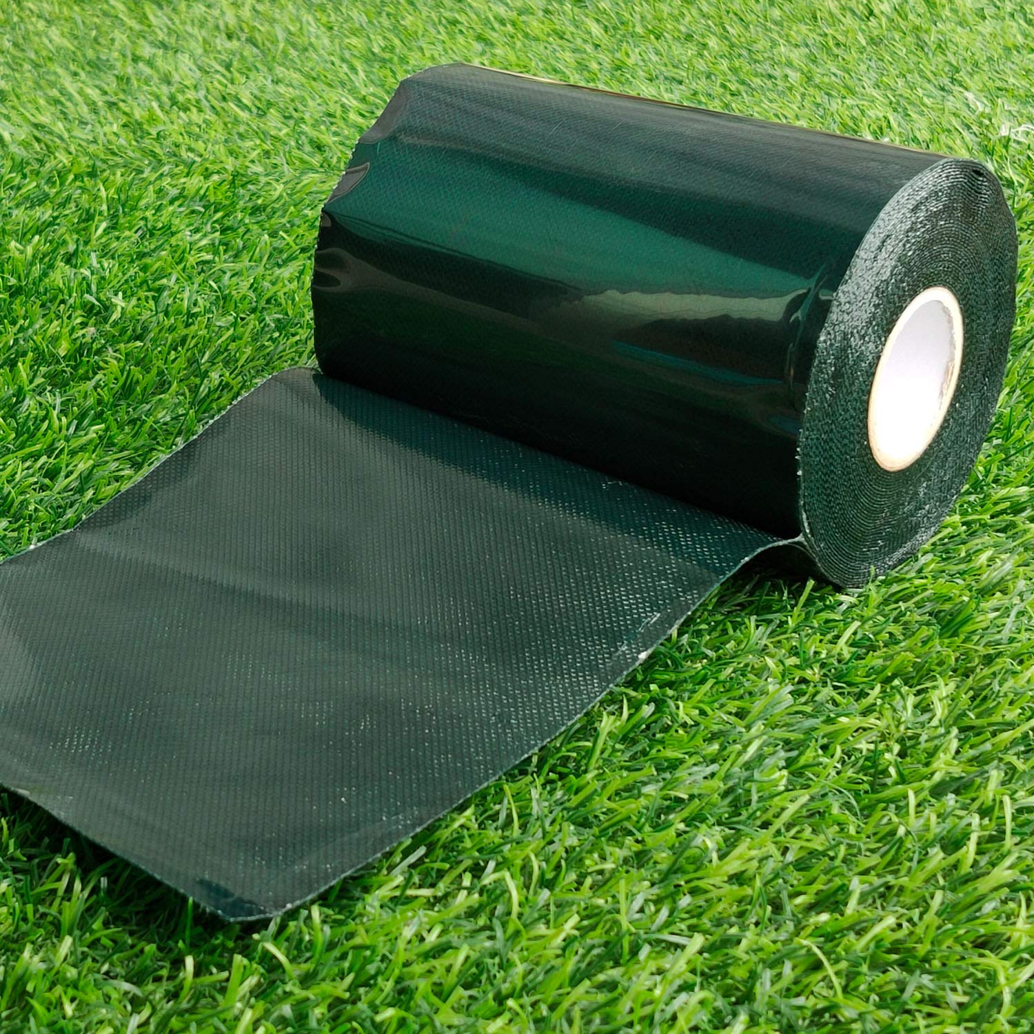 Linghou finished patio with artificial lawn highlighting neat, natural-looking seams