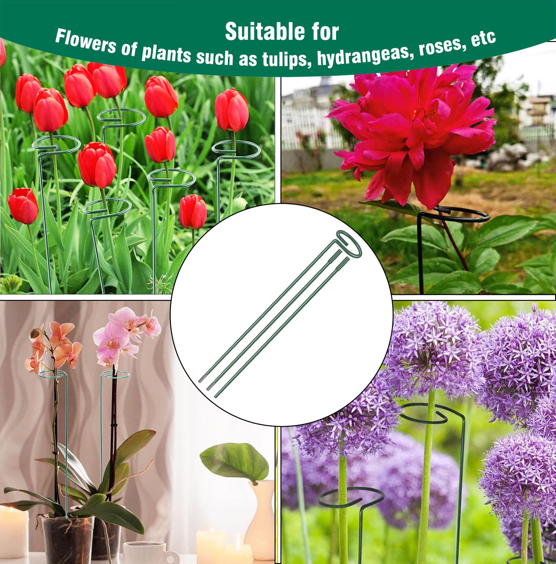 LINGHUI balcony garden scene with stakes and clips providing discreet support