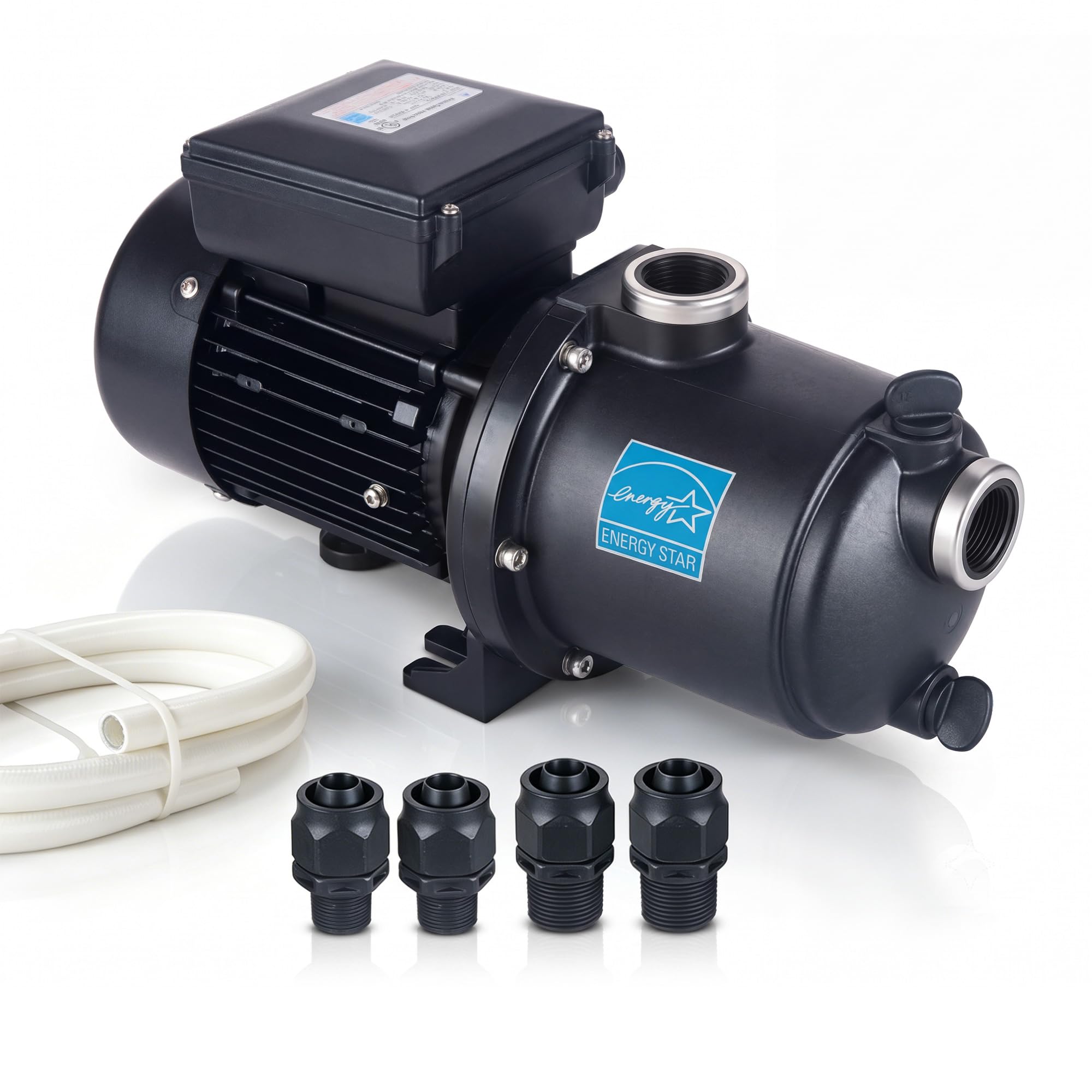 LINGXIAO booster pump front view showing compact durable housing and easy mount benefit