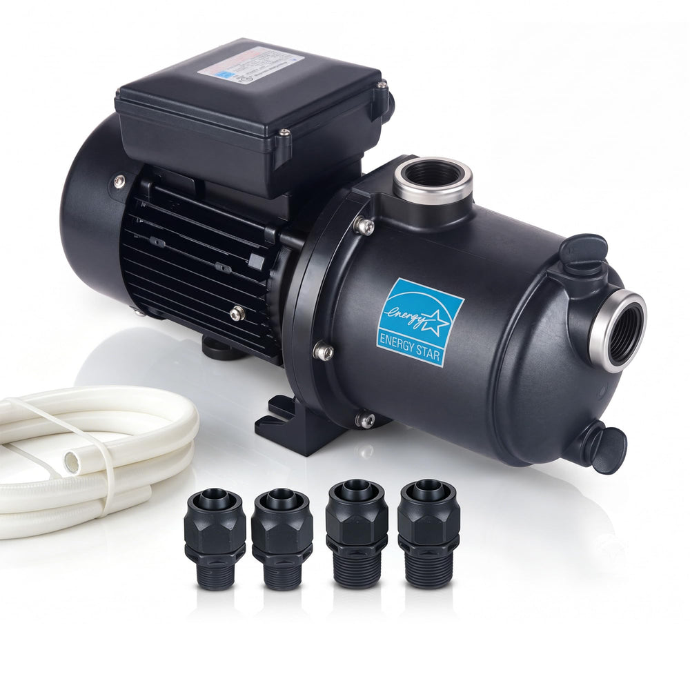 LINGXIAO booster pump front view showing compact durable housing and easy mount benefit