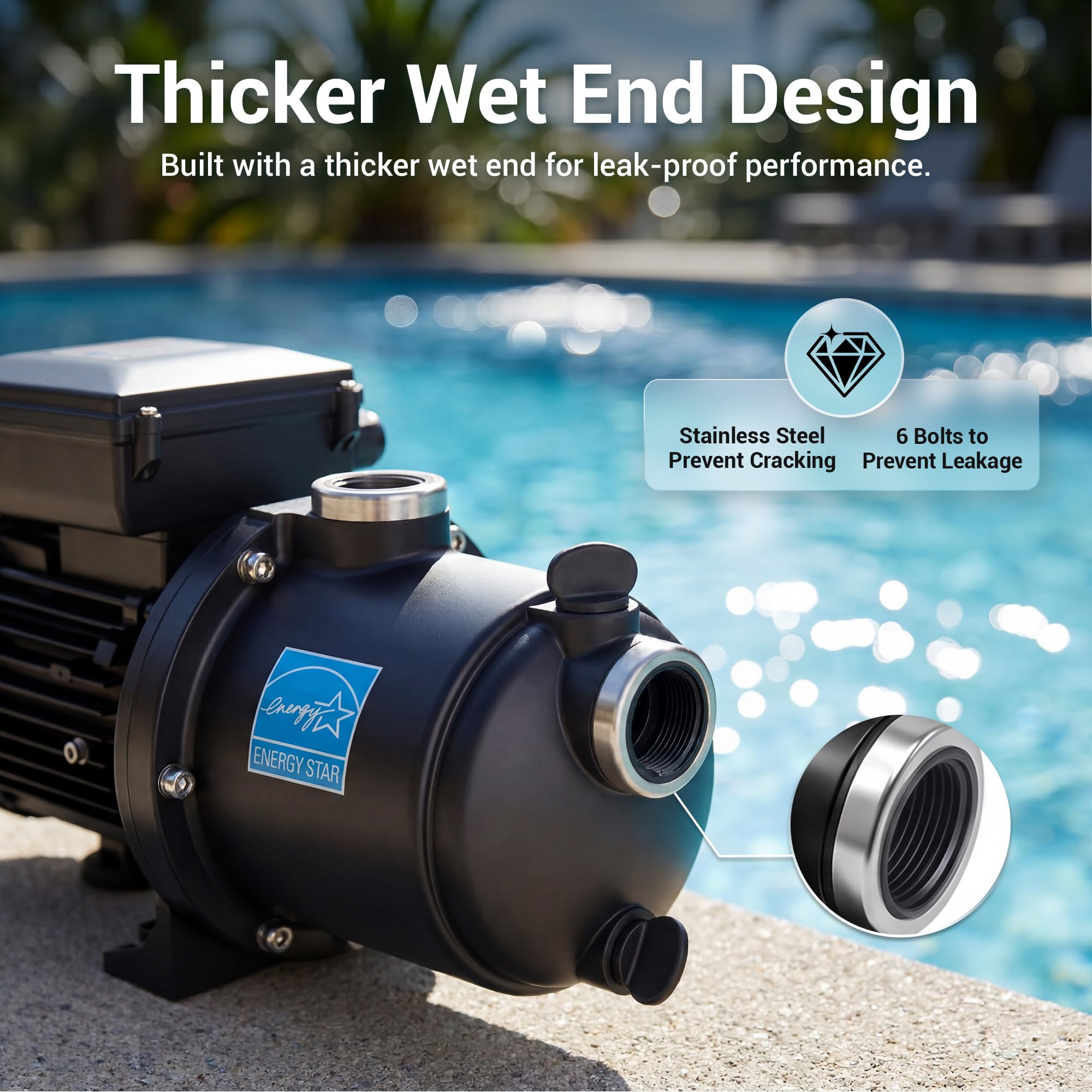 LINGXIAO pump installed near pool plumbing demonstrating clean, space-saving fit