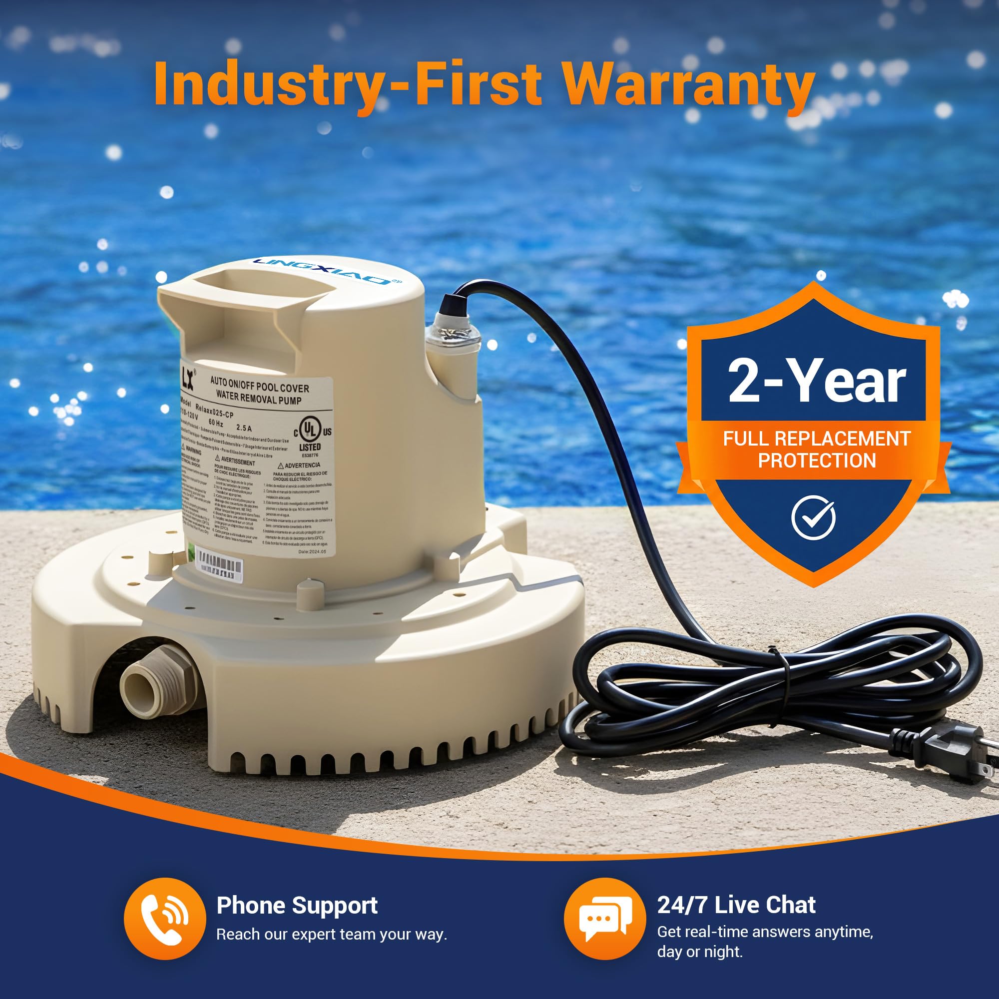 LINGXIAO packaging with warranty card highlighting two-year coverage benefit