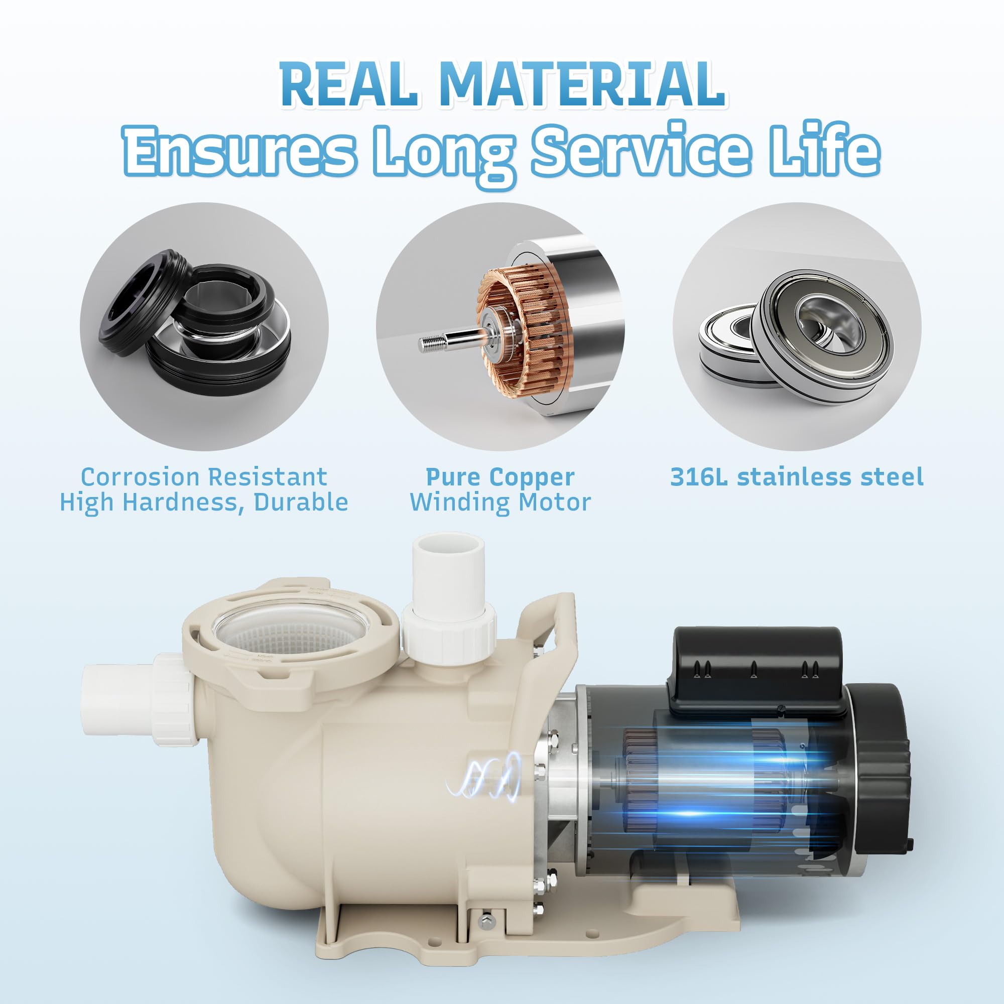 LINGXIAO two plumbing adapters included for easy 2" and 1.5" connections