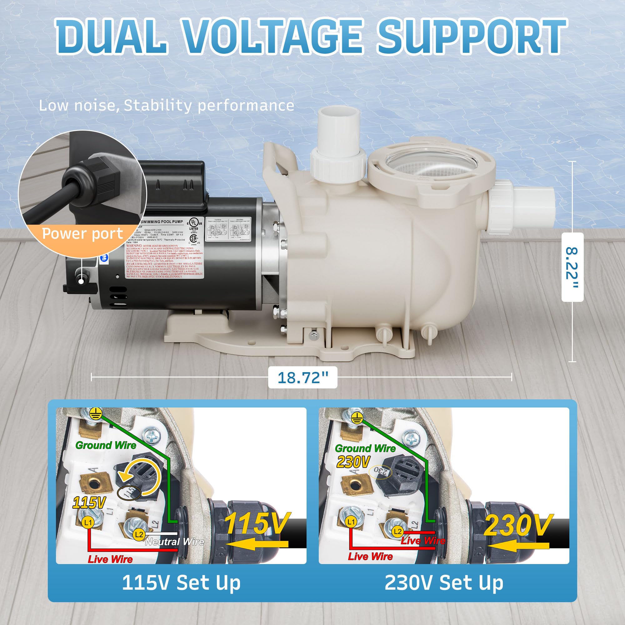 LINGXIAO pump installed in equipment bay for efficient pool circulation
