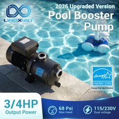 LINGXIAO pump label close-up showing model and Energy Star specs for informed purchase