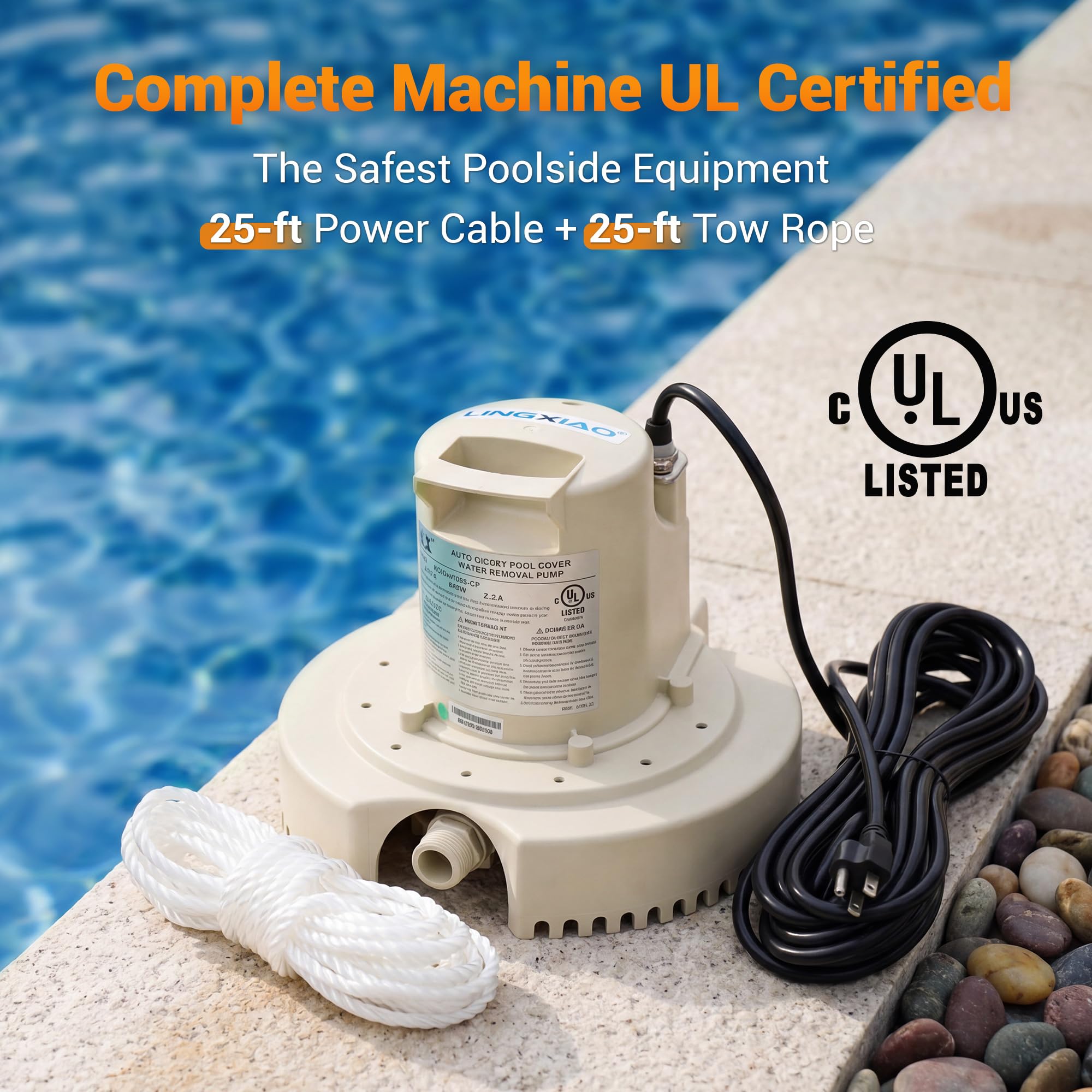 LINGXIAO pump size next to a tool showing compact, portable benefit