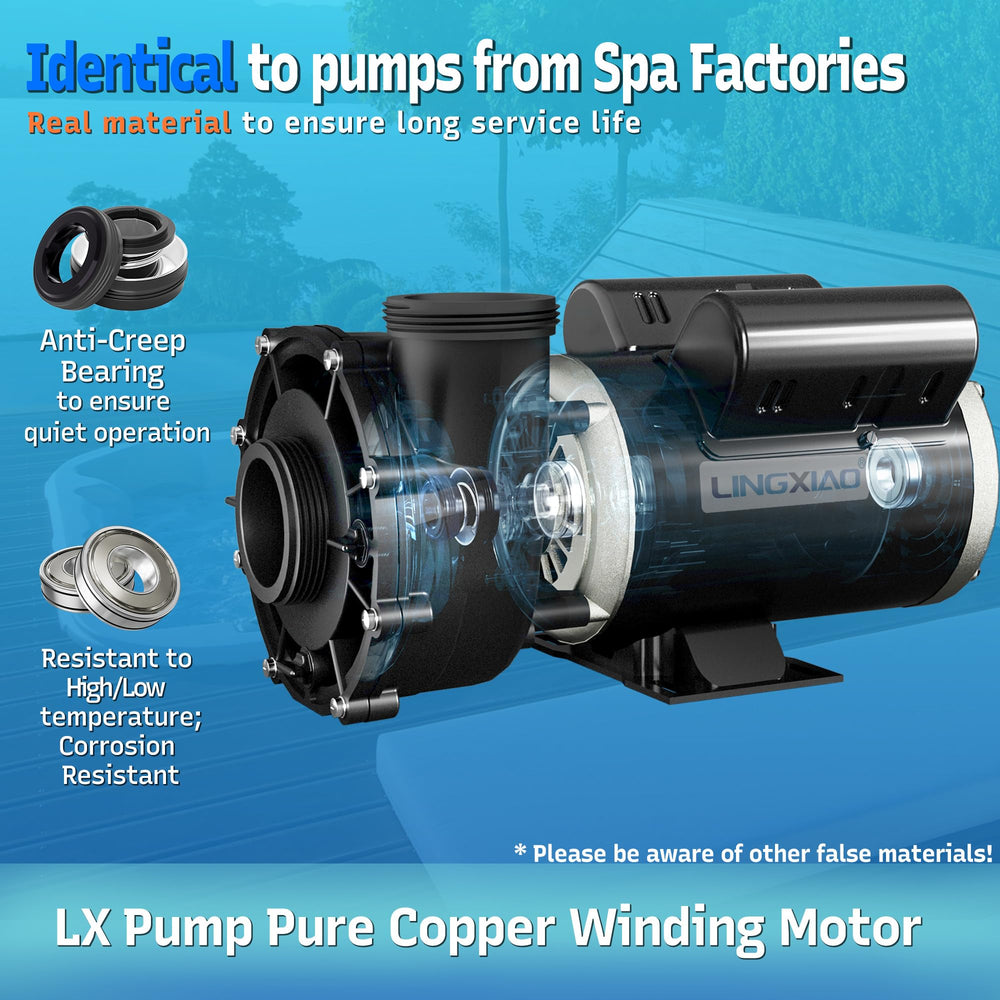 LINGXIAO pump installed in hot tub plumbing demonstrating correct fit and quieter run