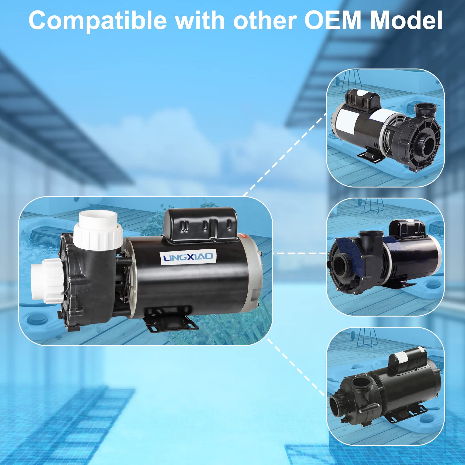 LINGXIAO pump size comparison showing scale for correct space planning