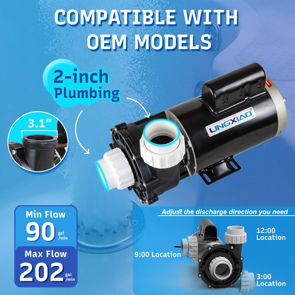 LINGXIAO spa pump union kit included for quick 2-inch plumbing connection benefit