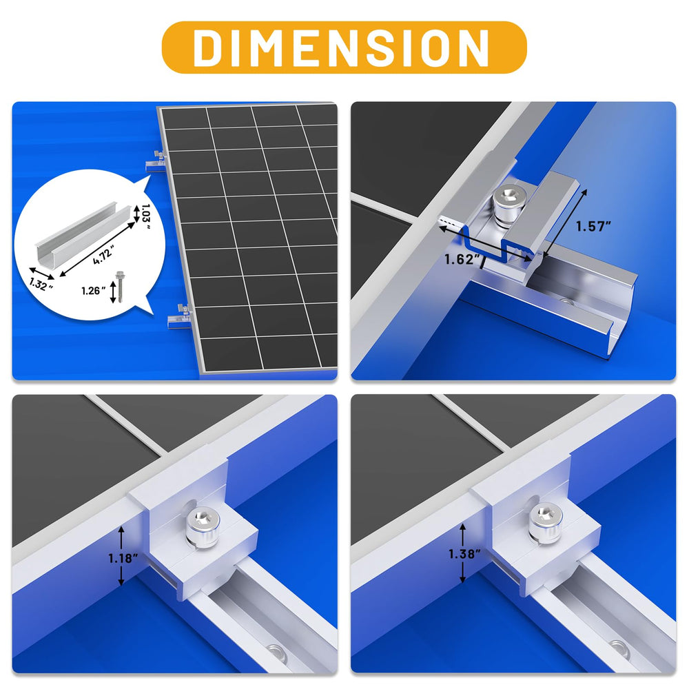 Link Solar mid clamp detail with anti-slip groove ensuring tight panel grip