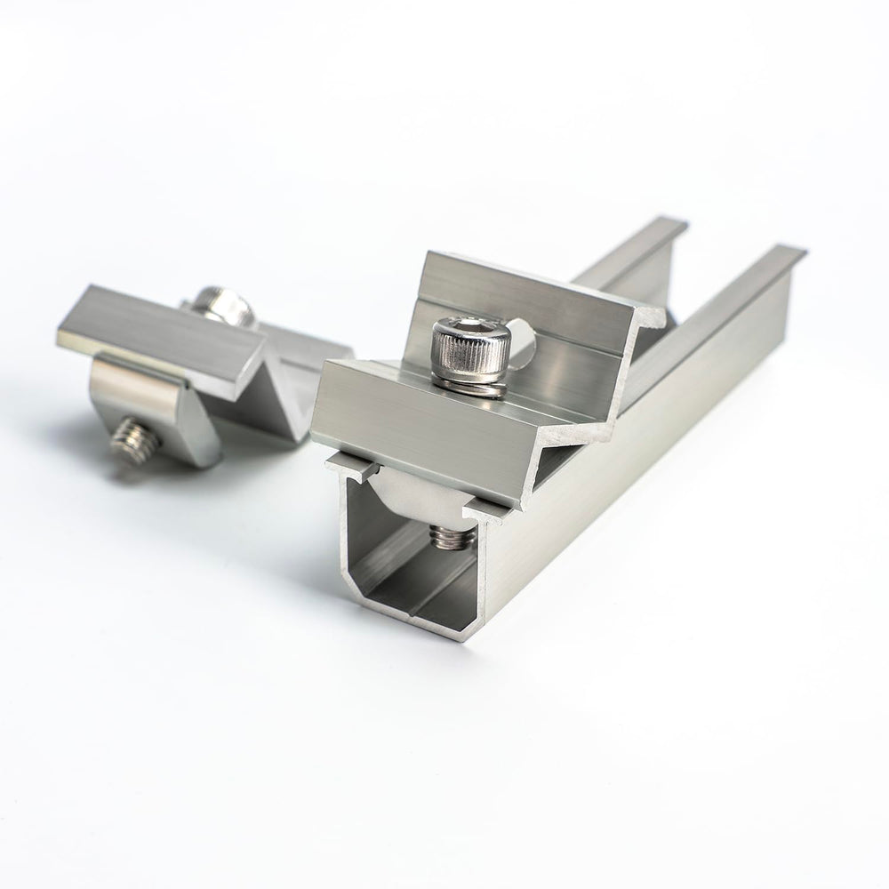 Link Solar short rail close-up showing anodized aluminum profile and durability
