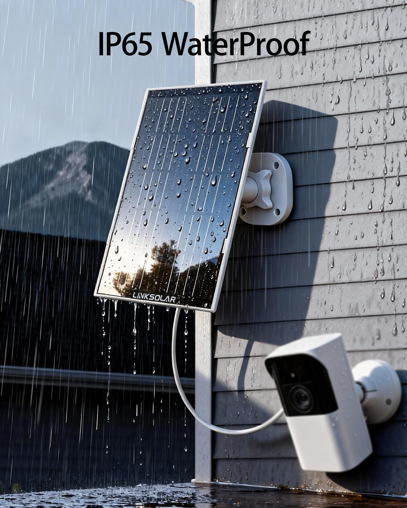 LinkSolar panel shedding rain illustrating IP65 weather protection benefit
