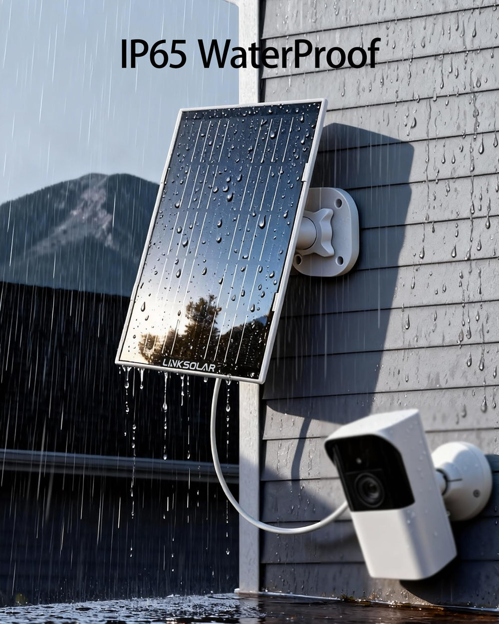 LinkSolar panel shedding rain illustrating IP65 weather protection benefit
