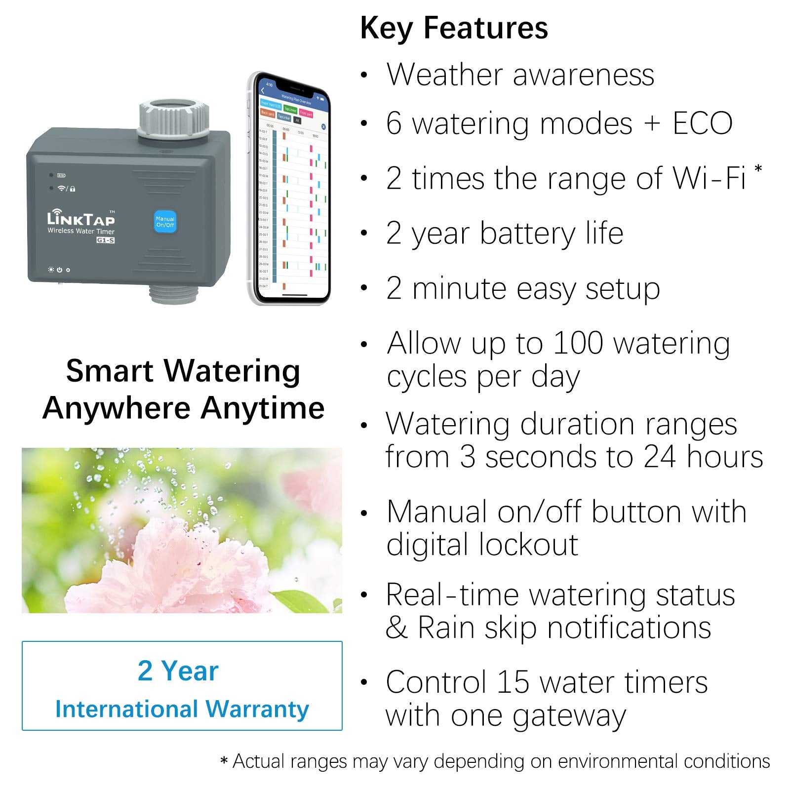 LinkTap G1S app setup screenshot showing QR code pairing for fast configuration