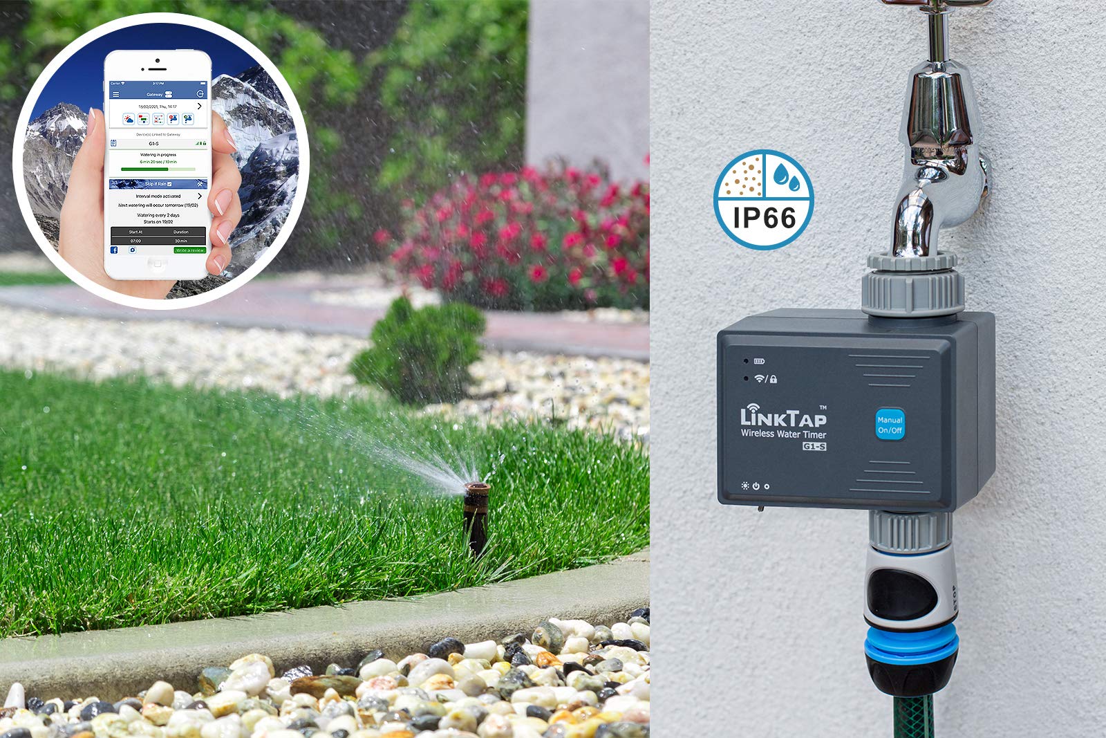 LinkTap G1S inlet close-up highlighting aerospace-grade composite inlet for leak-free seal