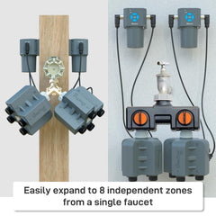 LinkTap flow meter display showing per-zone readings to detect leaks quickly