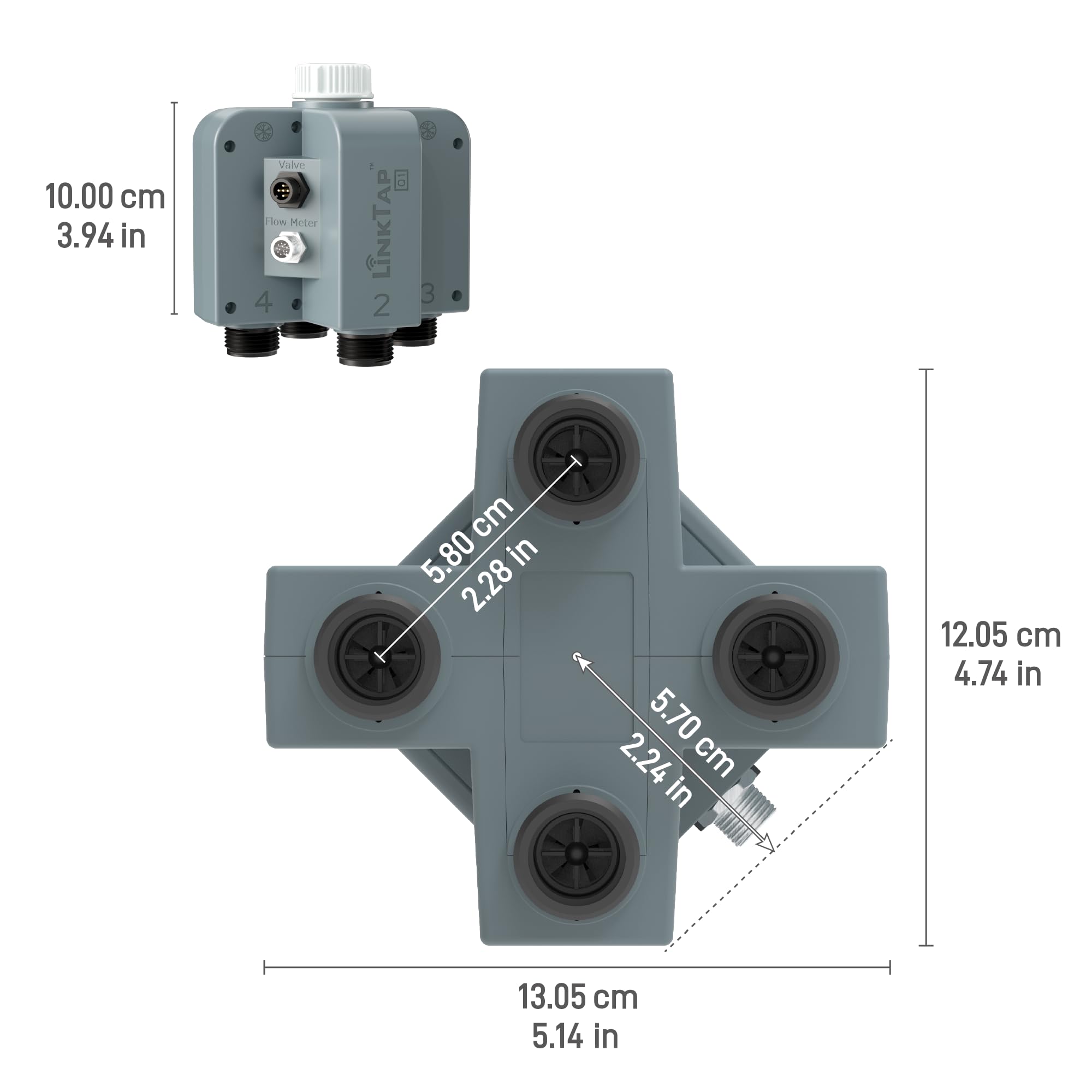 LinkTap size comparison beside hand to show compact, lightweight valve unit