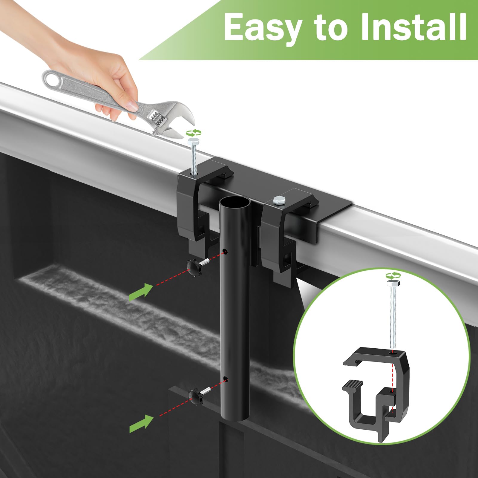 Linone close-up of clamp and knob screw highlighting secure tightening benefit