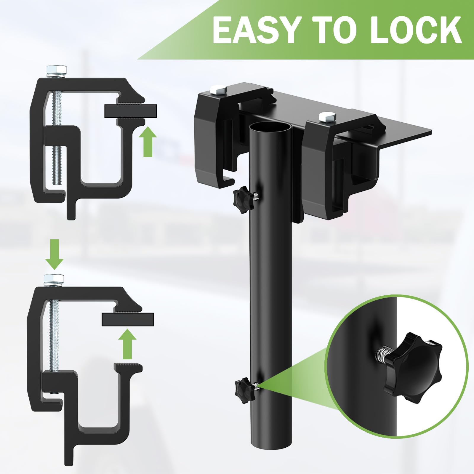 Linone flagpole inserted in bracket demonstrating reliable hold while driving