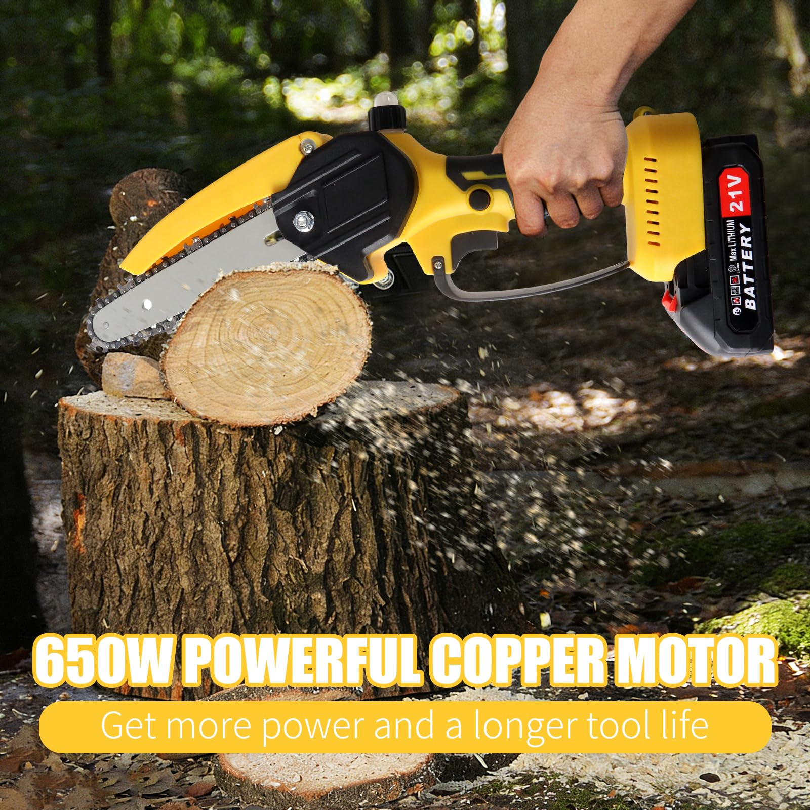 Linotltie 180-degree head adjusted to an angle for precise branch cuts