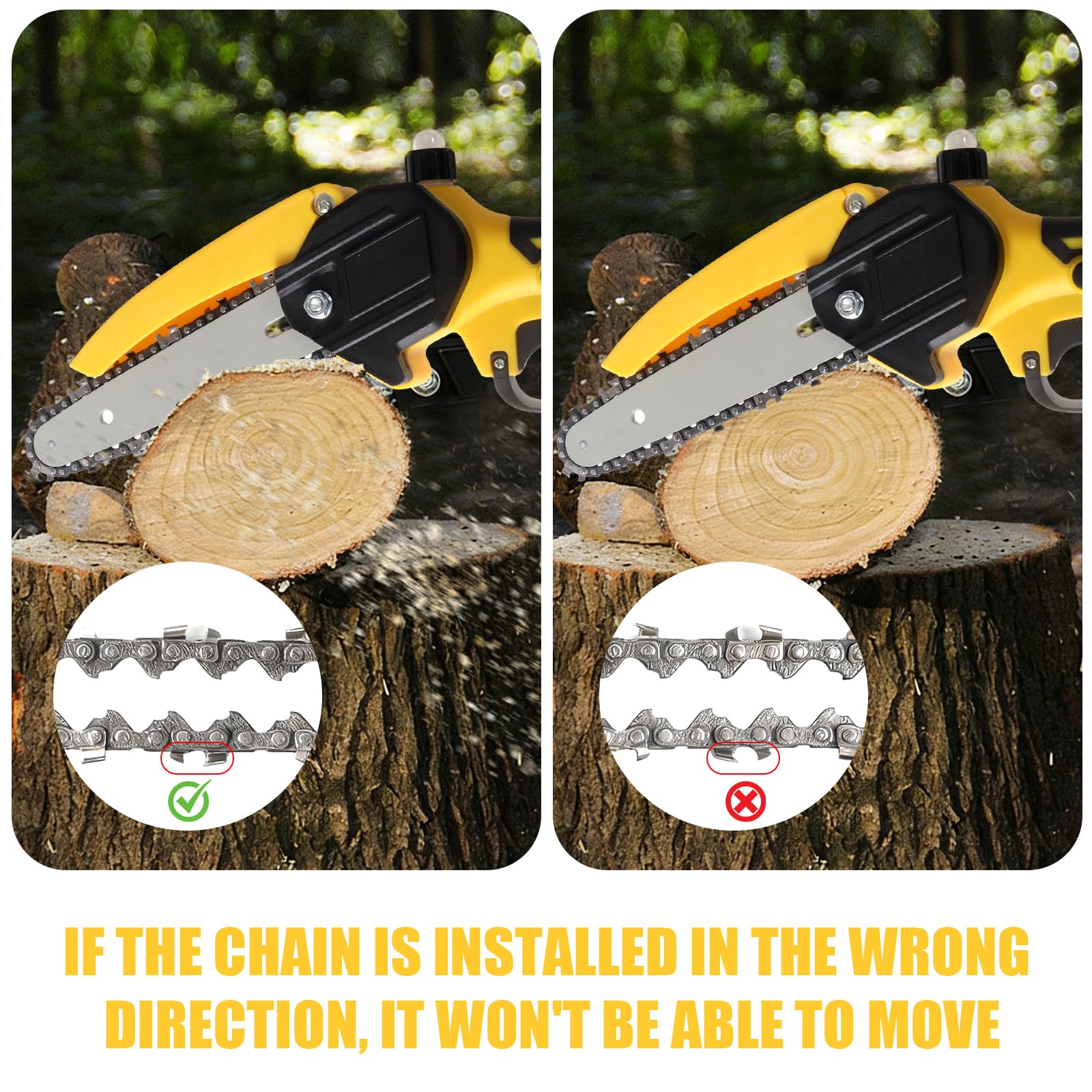 Linotltie in a yard trimming branches demonstrating ergonomic control and balance