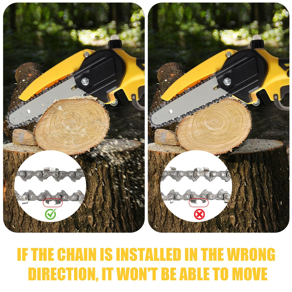 Linotltie in a yard trimming branches demonstrating ergonomic control and balance
