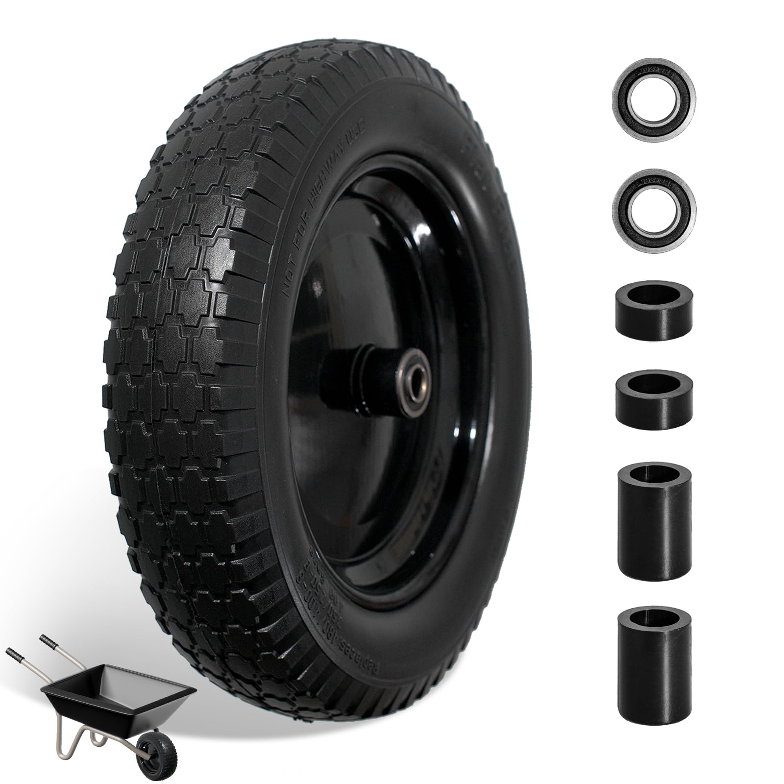 Linpuco front view of 14.5-inch solid wheelset showing full profile and fit benefit
