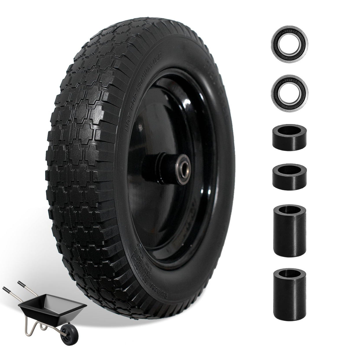 Linpuco front view of 14.5-inch solid wheelset showing full profile and fit benefit