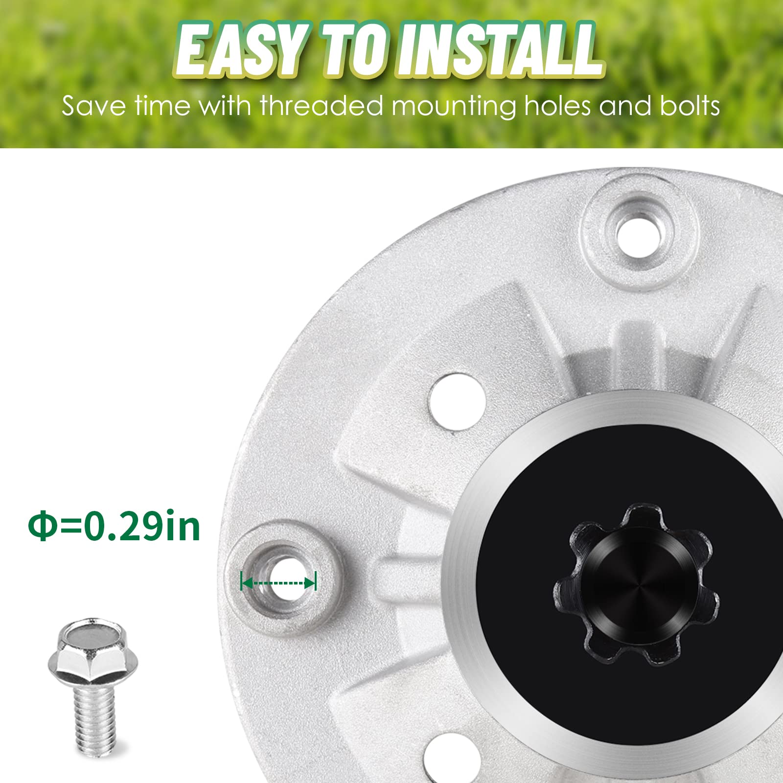 Linstaine spindle blade mount detail with seven-point star, secures blade for consistent cut