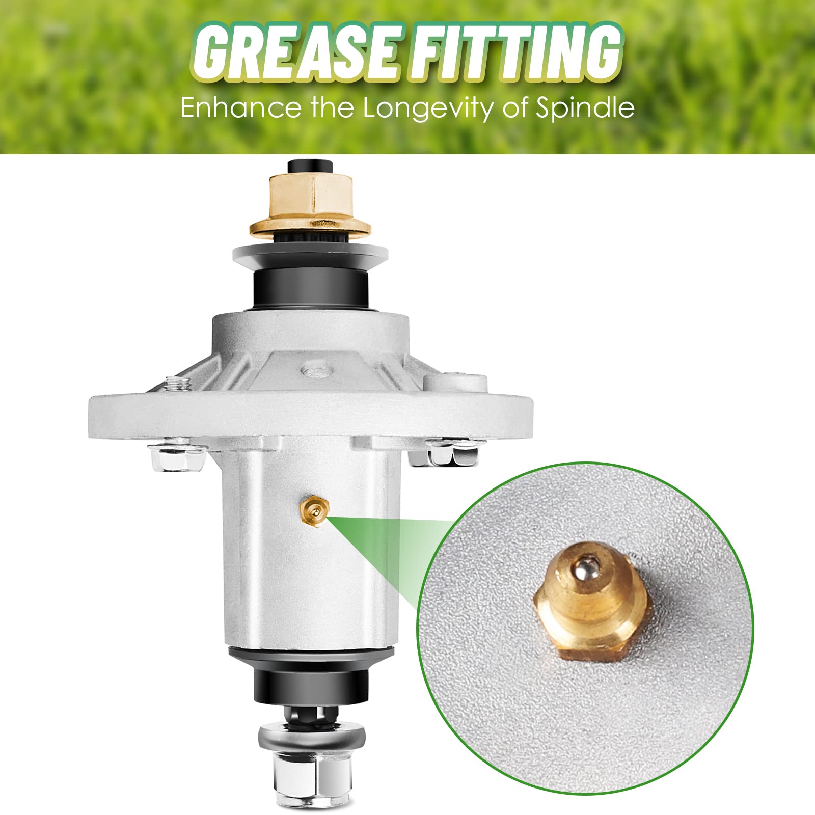 Linstaine spindle close-up of bearing area, highlights durable construction for longer life