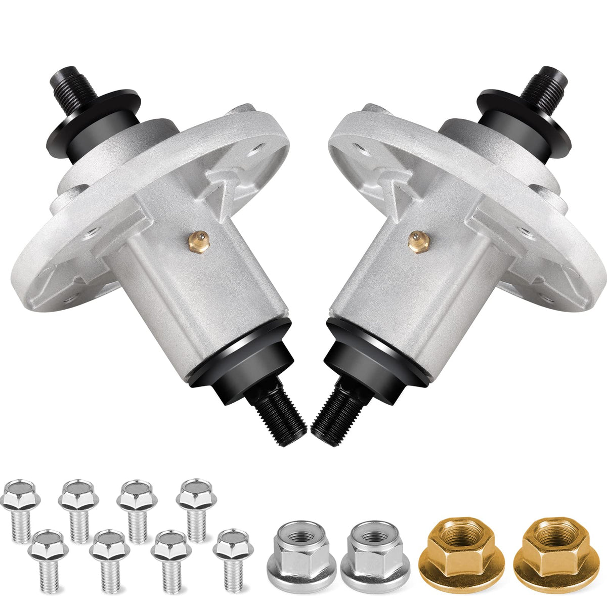 Linstaine spindle front view showing robust housing and mount, improves deck reliability