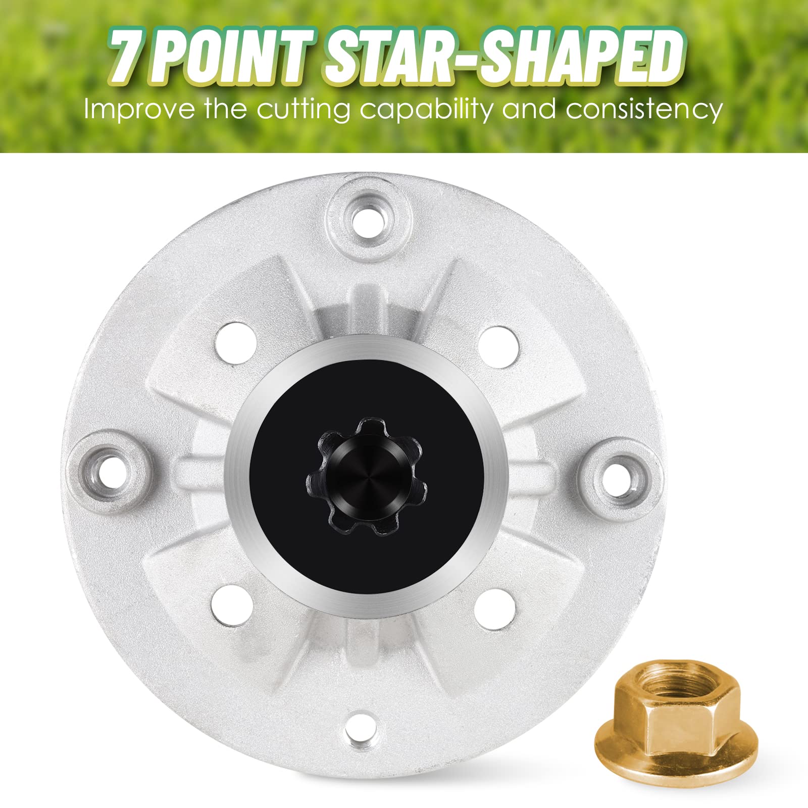 Linstaine spindle installed on mower deck, restores cutting stability and reduces vibration