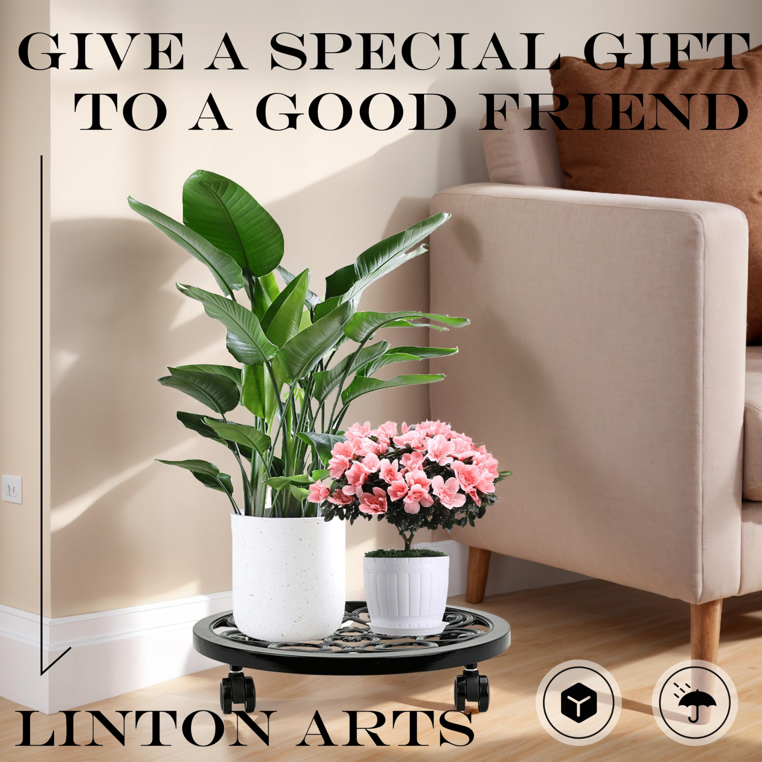 Linton Arts styled on balcony demonstrating mobility and decorative appeal outdoors