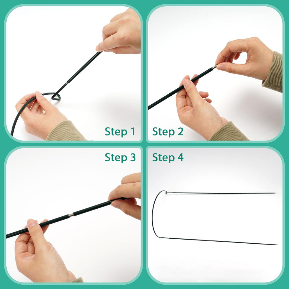Linyona assembled stake in garden bed holding stems upright and protected