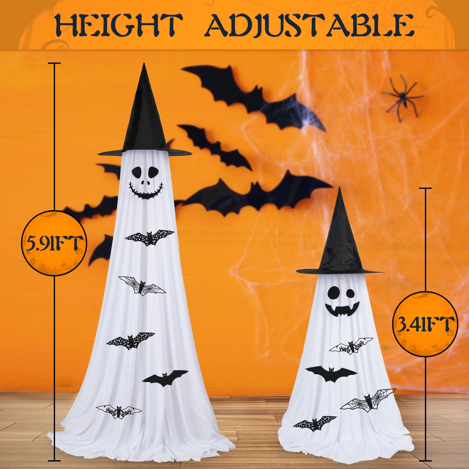 Linyona witch hat detail on ghost highlighting festive accent and visual impact