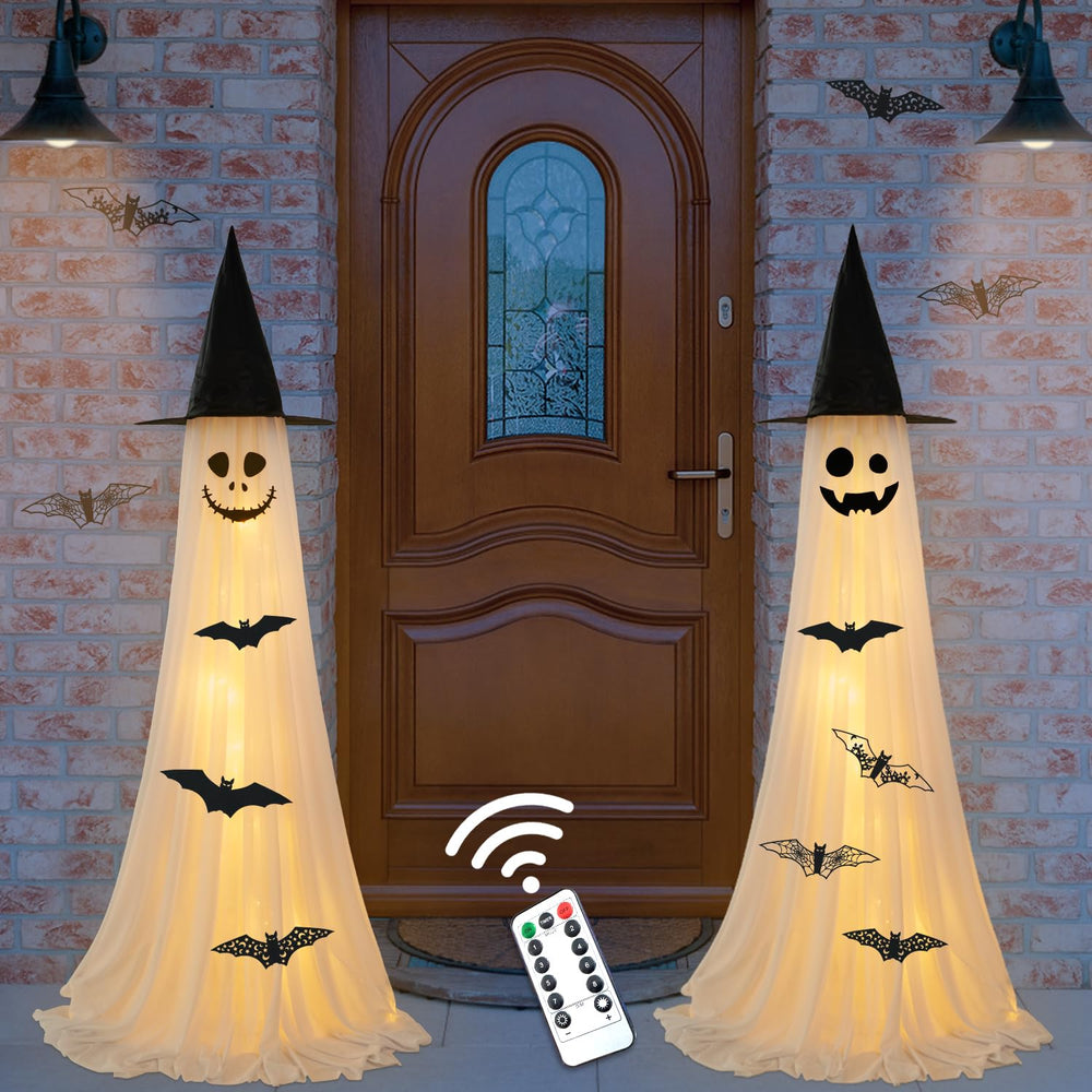 Linyona front view of two standing ghosts showing warm glow and layered display benefit