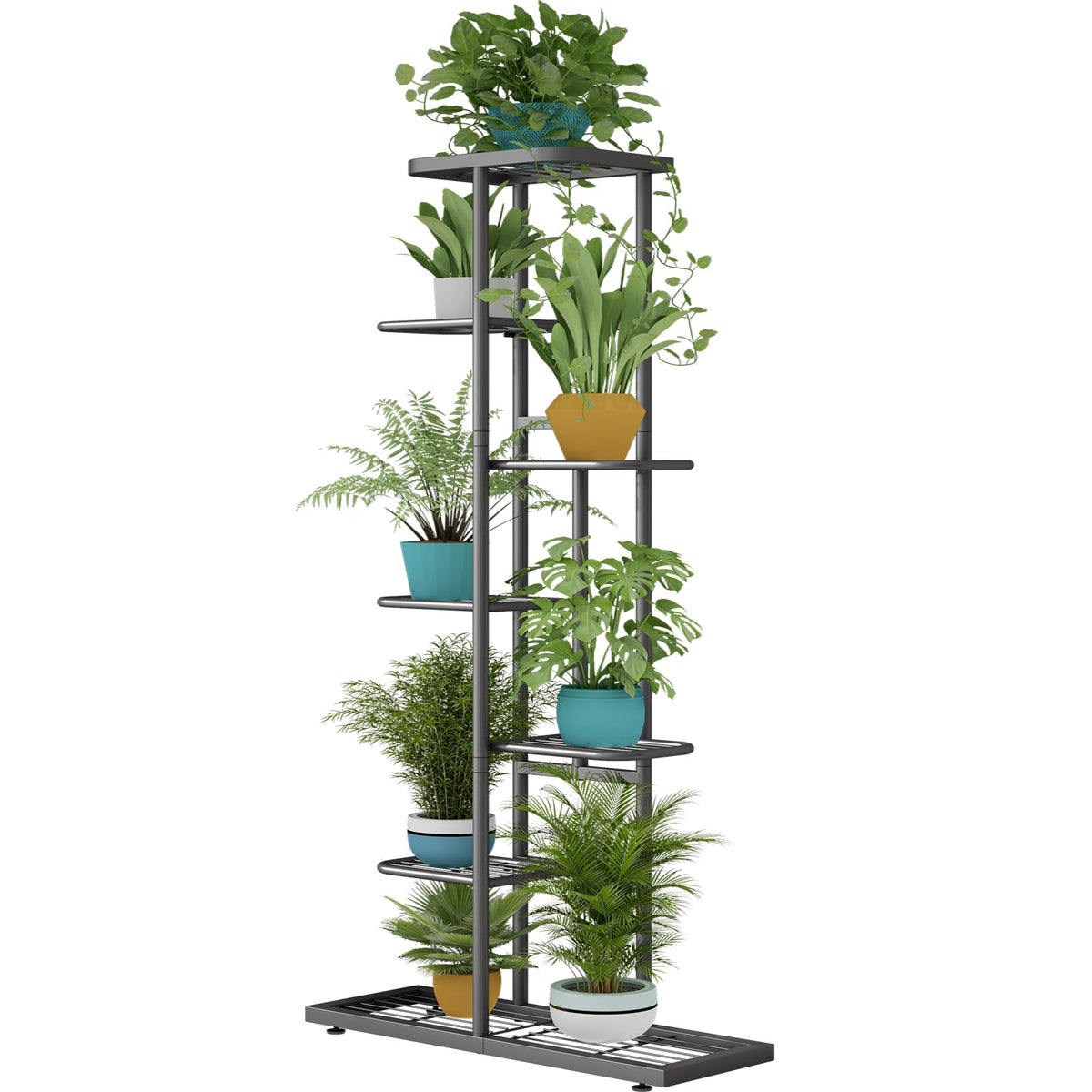 LINZINAR front view assembled plant stand showing compact vertical display and space-saving benefit